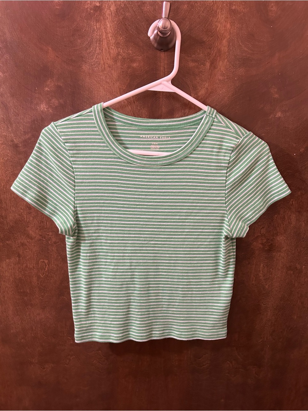 American Eagle Outfitters Green Stripe Baby Tee
